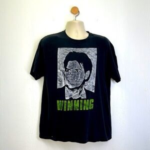 Anvil - Vintage Distressed Charlie Sheen Winning Graphic T Shirt Size Large